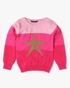 Buy AND Girl Magenta Winter Embellished Sweatshirt online