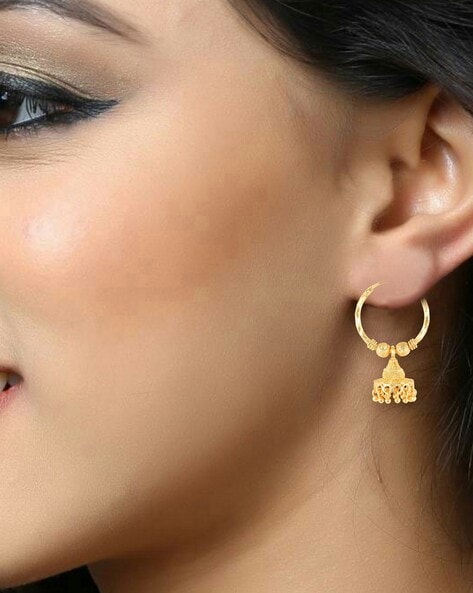 Buy Modern Gold Hoops with Jhumka at Best Price | Tanishq UAE