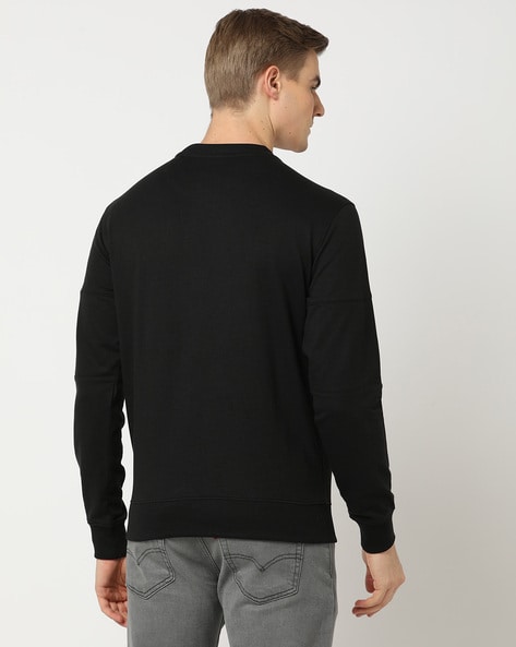 Black shirt insert crew hotsell neck jumper