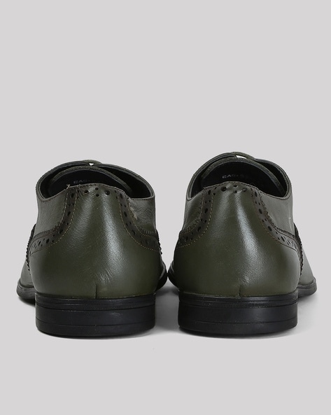 Olive green cheap leather shoes