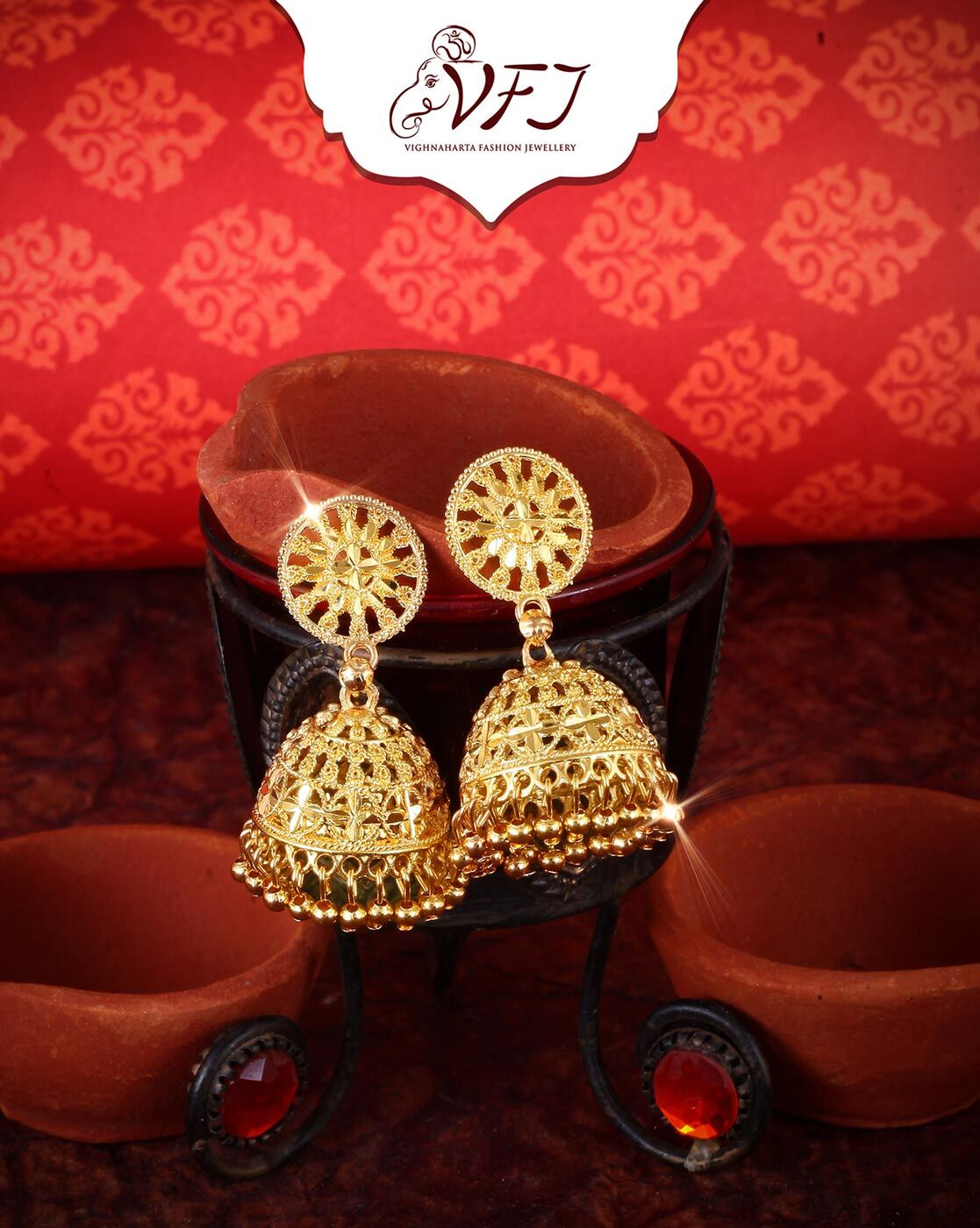 Gold Plated Jhumka Traditional Ethnic Collection Big Jhumka Earrings
