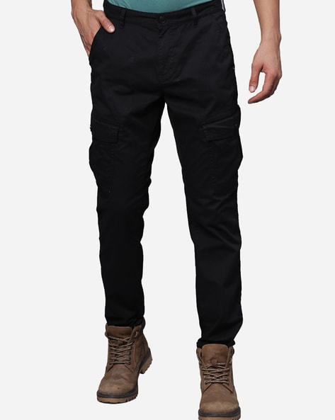 Buy t-base Men's Navy Solid Cargo Pants for Men Online India