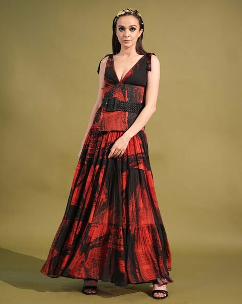 Stroke Print Maxi Dress