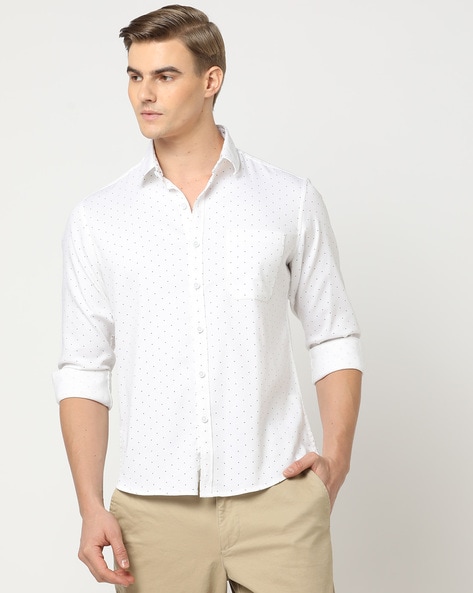 Polka-Dot Print Slim Fit Shirt