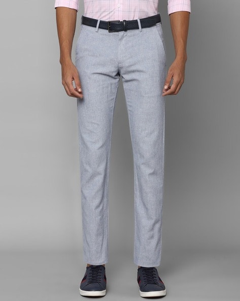Buy Allen Solly Men Khaki Slim Fit Textured Formal Trousers online