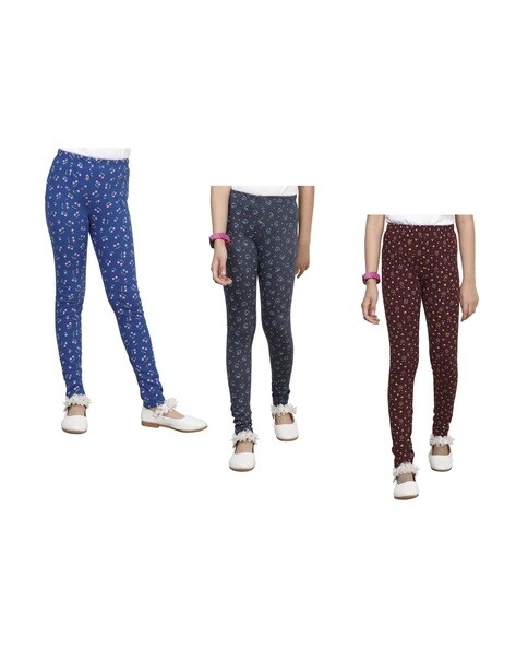 Pack of 3 Floral Print Leggings with Elasticated Waist