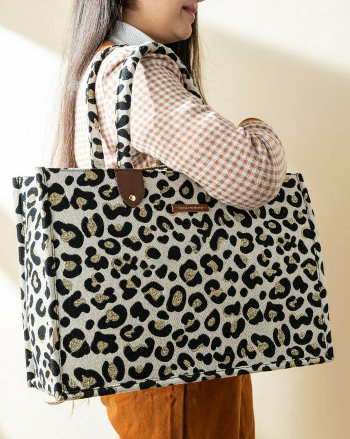 Textile And Beyond Leopard Print Tote Bag For Women (Multi, FS)