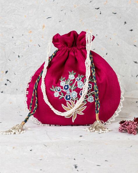 Traditional Rare Handcrafted Women's Beaded Potli Handbag Silver Wedding  Party | eBay