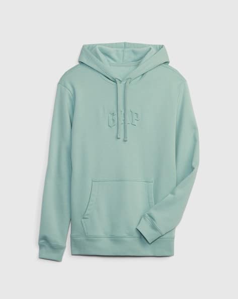Brand Embossed Hoodie with Kangaroo Pocket