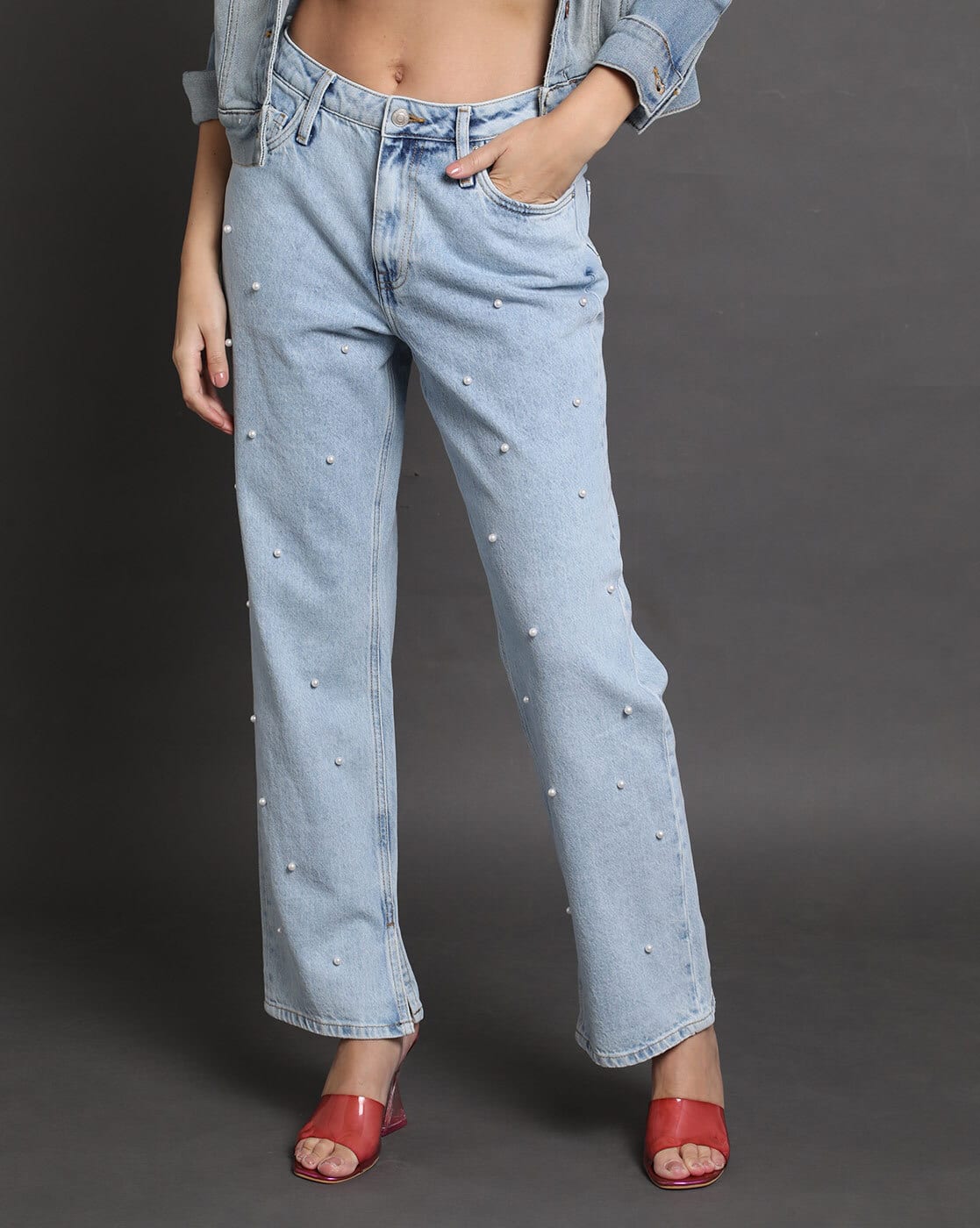 sheller pearl denim pants
