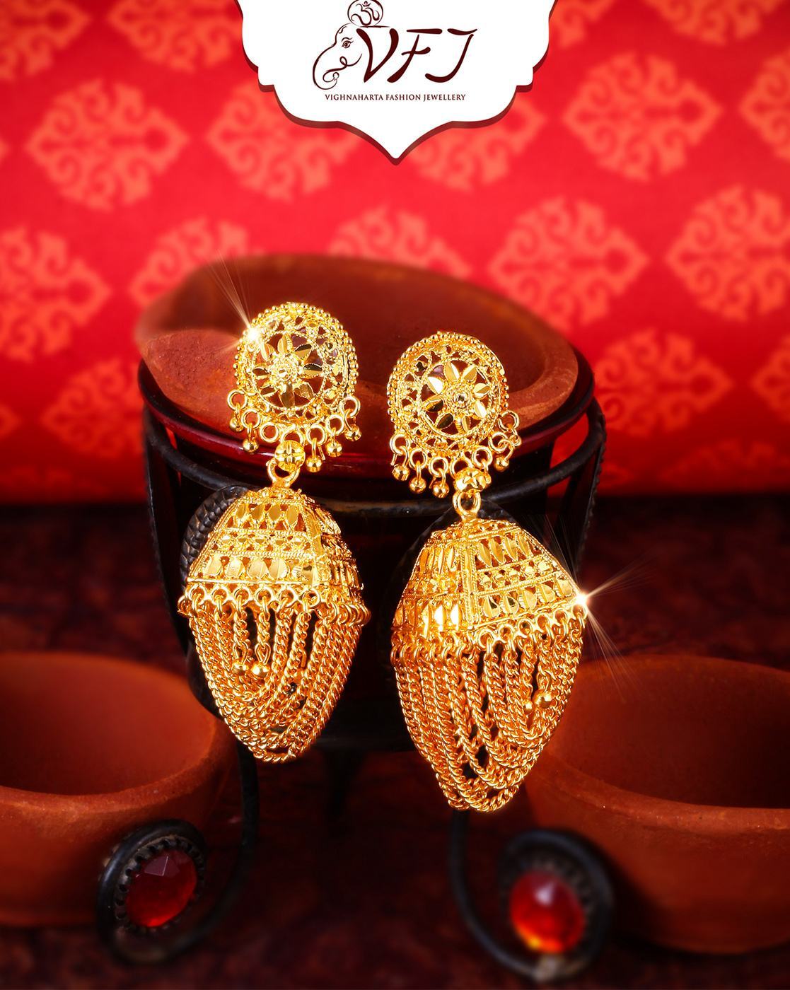 22k Gold Plated Gift Jhumka Earrings Indian 3