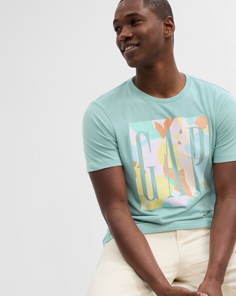 Brand Print Regular Fit Crew-Neck T-Shirt