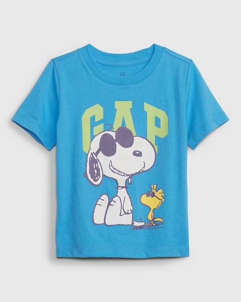 Snoopy Dog Print Round Neck T Shirt