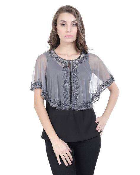 Embellished Round-Neck Poncho