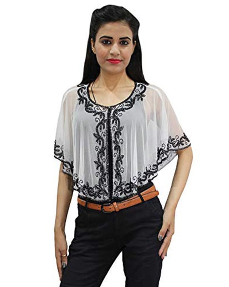 Women Embroidered Poncho Price in India