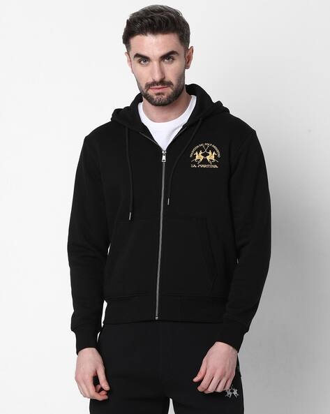Zip-Front Hoodie with Split-Kangaroo Pockets
