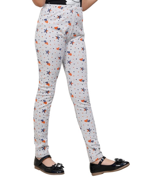 Pack of 4 Floral Print Leggings with Elasticated Waist