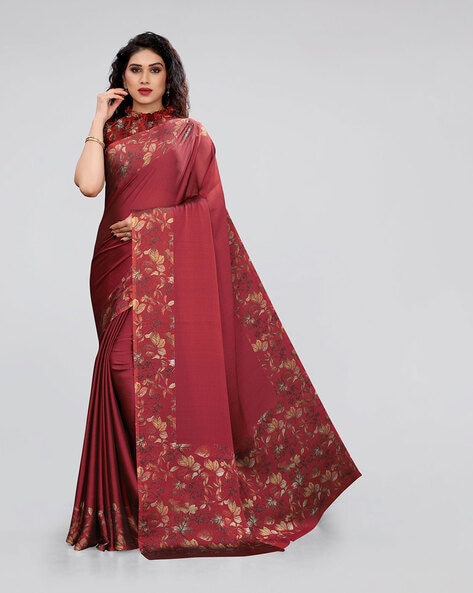 MIRCHI FASHION Beige & Brown Printed Saree With Unstitched Blouse