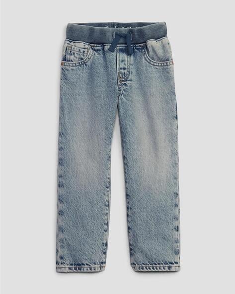 Boys Acid-Wash Slim Fit Straight Jeans
