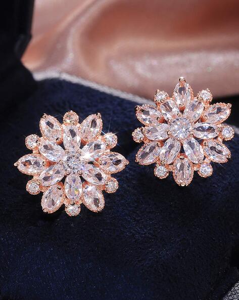 Buy Unique Diamond Statement Stud Earrings 18 KT rose gold (2.65 gm). |  Online By Giriraj Jewellers