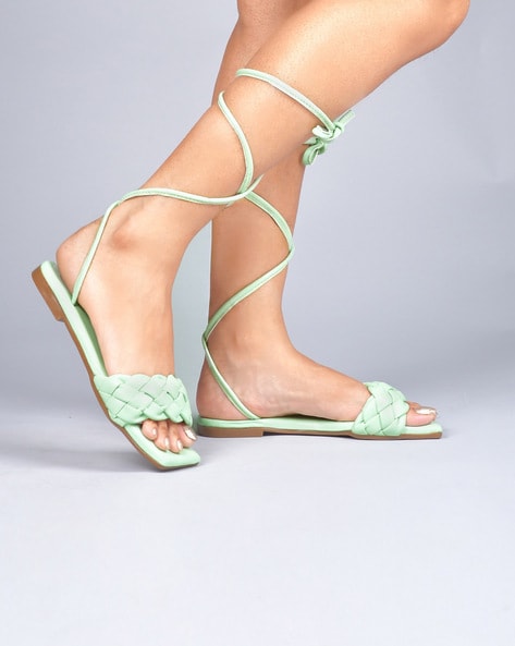 Green discount gladiator sandals