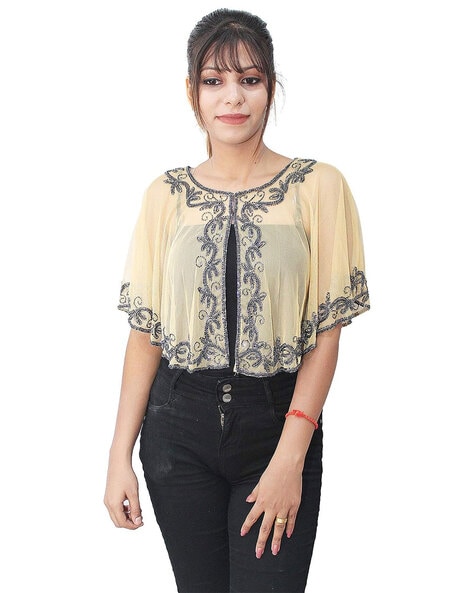 Embellished Round-Neck Poncho Price in India