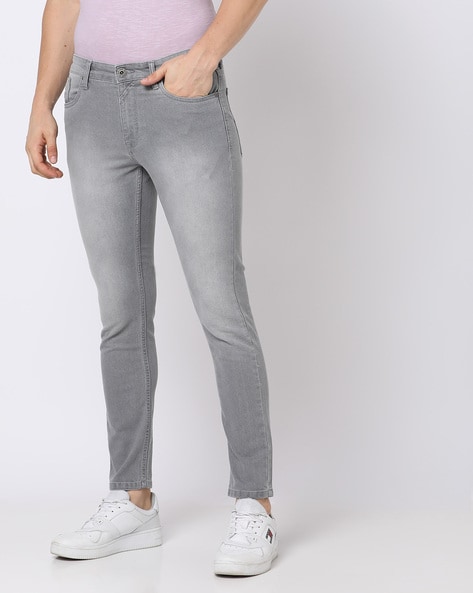 Buy Re-HasH Men Grey Solid Non-Denim Jeans Online - 713870 | The Collective