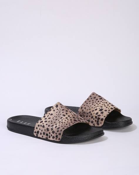Animal Print Leopard Slide On Animal Print Textured Slides