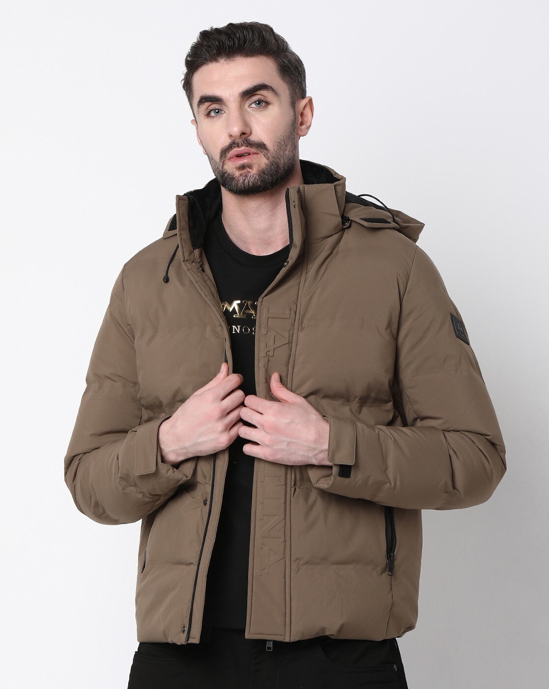 Full Sleeve Mens Hooded Black Puffer Jacket at best price in Hisar | ID:  20966395073