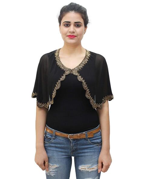 Embellished V-Neck Poncho Price in India