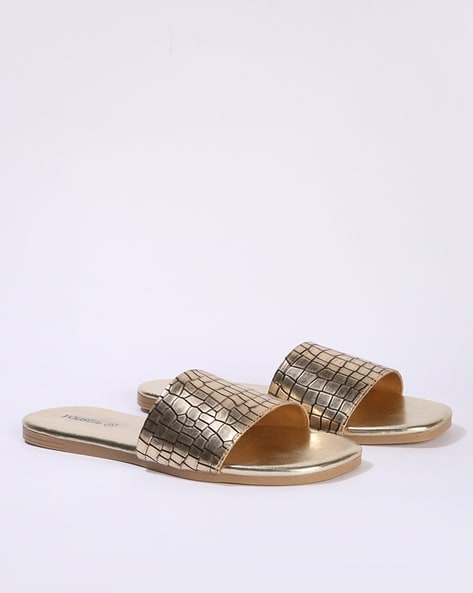 Buy Gold Flat Sandals for Women by YOUSTA Online Ajio