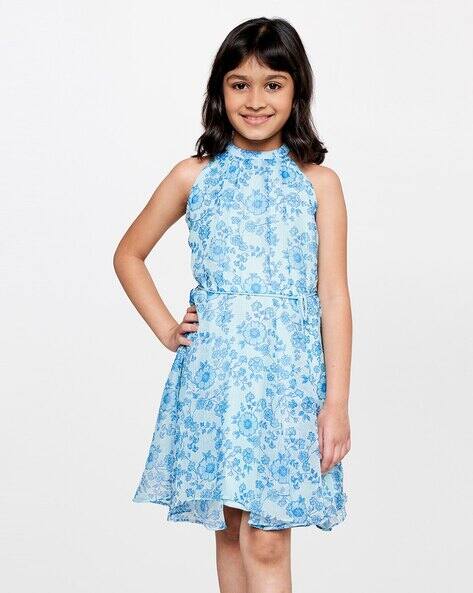 Global Desi Floral Print Fit & Flare Dress