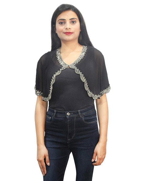 Embellished V-Neck Poncho Price in India