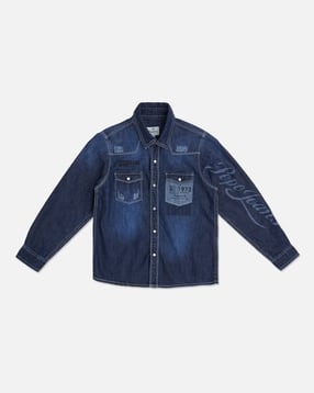 pepe jeans Distressed Cotton Denim Shirt-picture-11