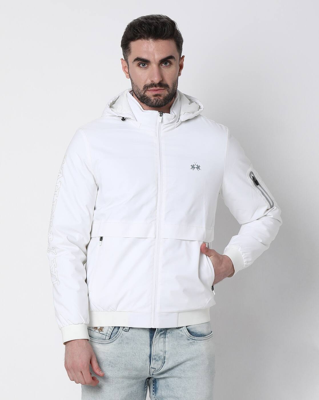 ジャケット・アウター FIFTEEN LOVE ~NKzip white~ (U:nity size) Buy Men's Winter Jacket, White, NYC USA Print, Zipper Closure (IN