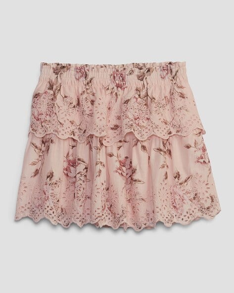 LoveShackFancy Floral Print tiered Skirt