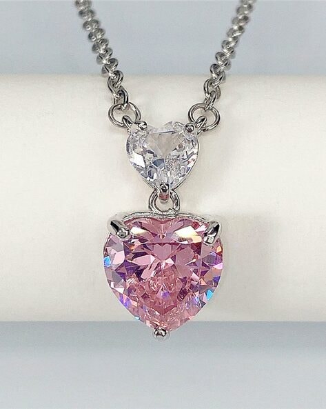 Sterling Silver 5mm Pink Crystal Heart Pendant 8.62.2694