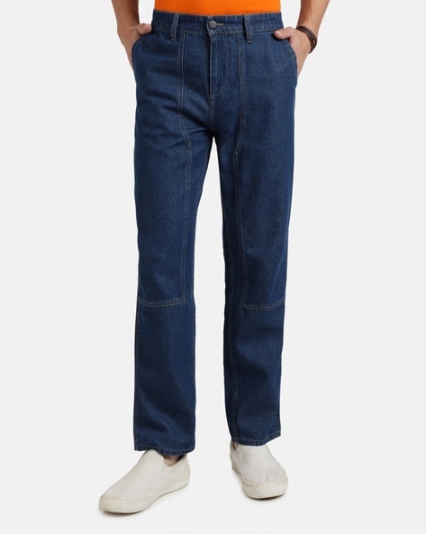 Men Carpenter Style Relaxed Fit Denim Trousers