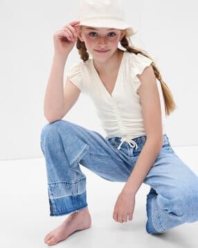 gap kids Ruched V-Neck Top-picture-46