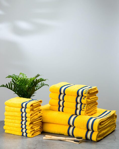 Yellow discount striped towels