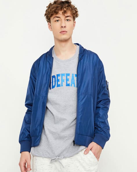 Zip-Front Bomber Jacket with Zipper Pockets