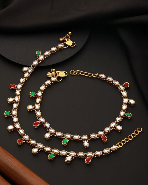 Kundan deals anklets online