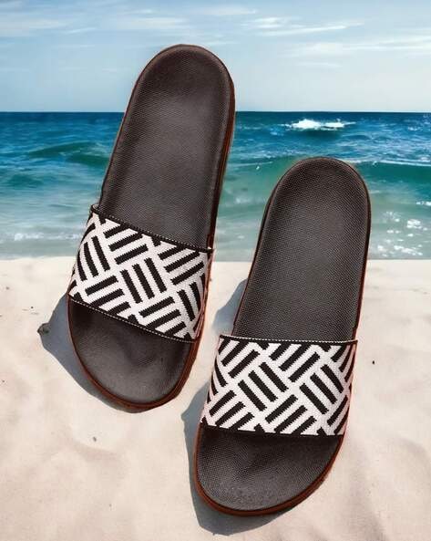 Striped Slip On Slides