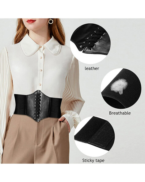 Lace See Through Tie-Front Corset Belt
