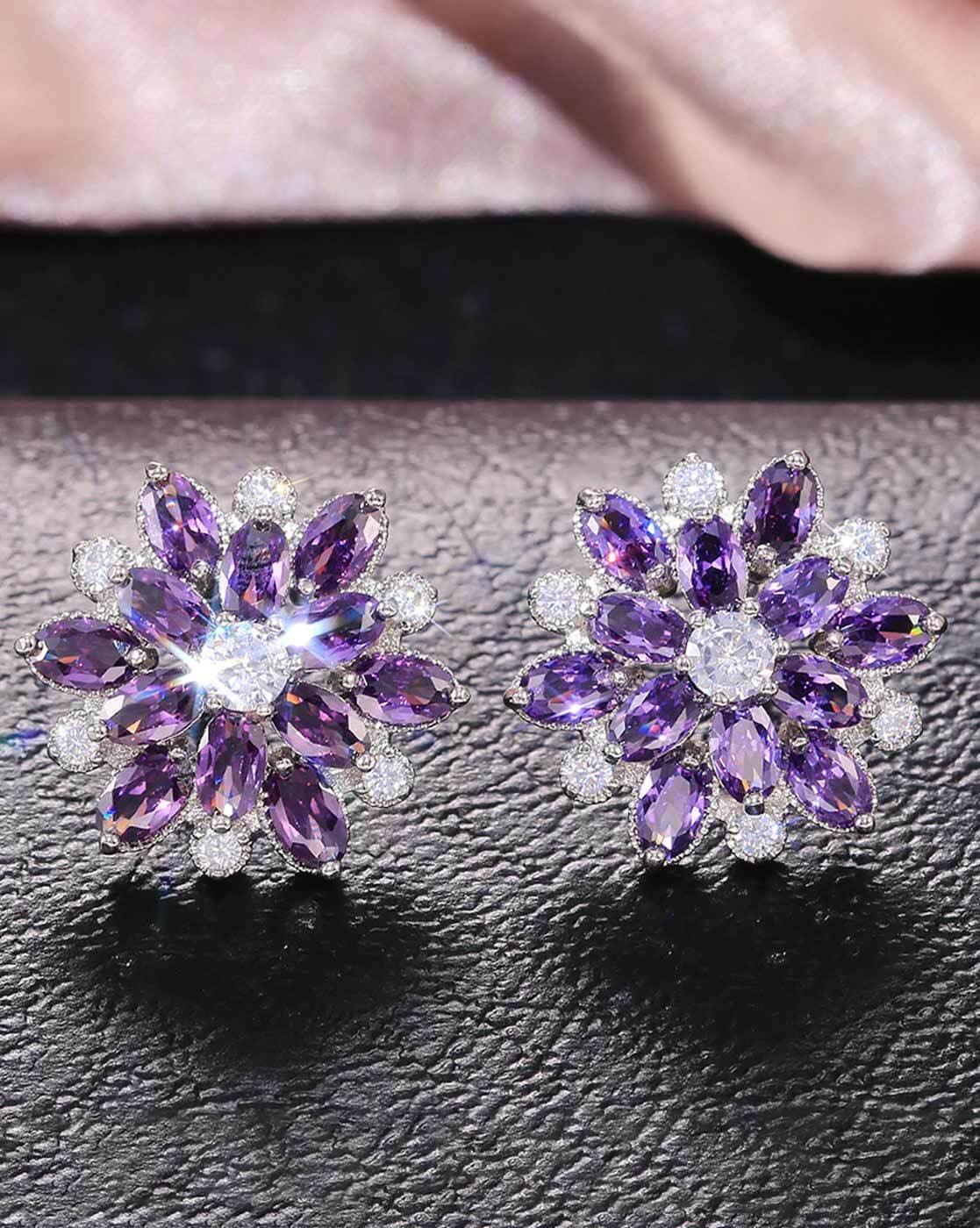 Purple stud hot sale earrings silver