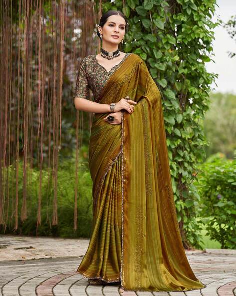 Fancy Litchi Silk Weaving Green Saree with Blouse Piece – ajmera-retail