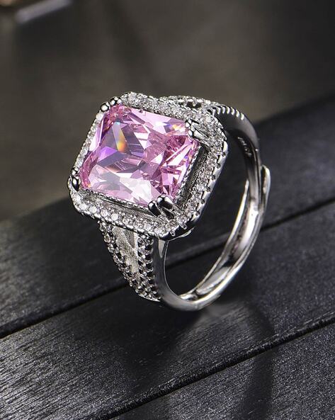 Silver ring deals with pink diamond