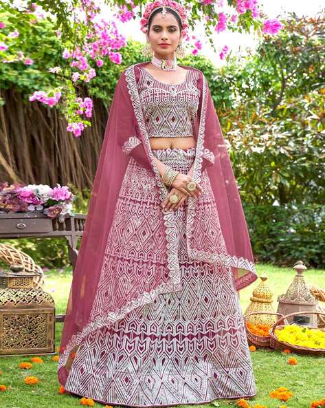 Purple Gajari Net Lehenga Choli