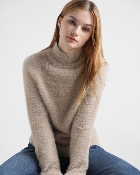 Buy ONLY Beige Roll-Neck Pullover online