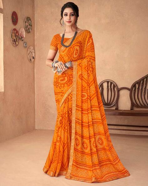 Daily wear printed Patola sarees Bandhani Saree for women Georgette Saree  Banarasi Silk Cotton Saree Bandhani